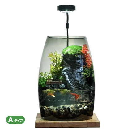 流水ミニチュア景観(Aタイプ)アクアリウム7点セット LEDライト付き