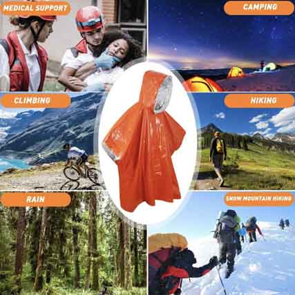 防災用品 ノベルティ登山 アウドドア アルミブランケット(防災用アルミシート)アウトドア救急レインコート