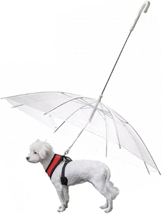 ペット用傘 クリア チェーン付き ペットアンブレラ 猫犬用 カッパ 雨傘 
リード 首輪 雨のペット散歩
