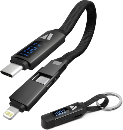 SUPERV cc16 3-in-1 キーリング型 充電ケーブル 14cm | 急速充電 USB-C to Type-C / ライトニング 14cm Marcys Store
