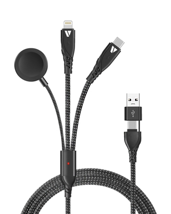 SUPERV cc51 充電ケーブル USB-A&Type-C to アップルウォッチ充電器/タイプC/ライトニング 1.2m