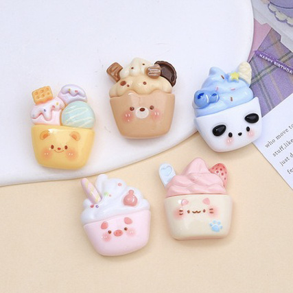 デコパーツ 手芸 DIYパーツ クラフト 材料 アクセサリーパーツ アイス アニマル