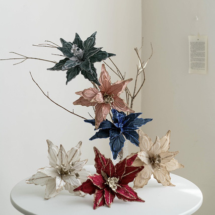 造花クリスマスフラワー、撮影道具、クリスマスの飾り付け、手作り小物、クリスマス雑貨  
