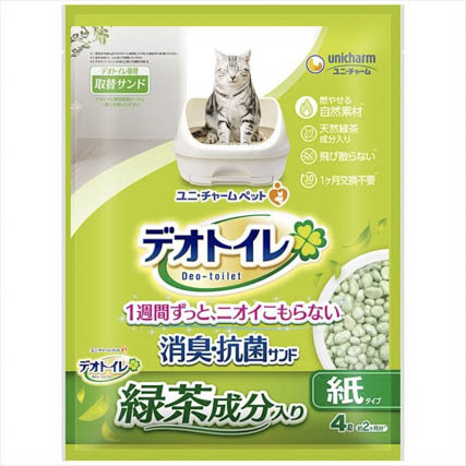 １週間消臭・抗菌デオトイレ飛散らない緑茶成分入り・消臭サンド４Ｌ 
【 ペット用品 】