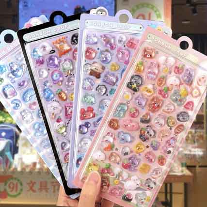ステッカー エポキシ 粘着シール 手帳素材 3d 中空 PVC ぷくぷくシール 動物 単枚入