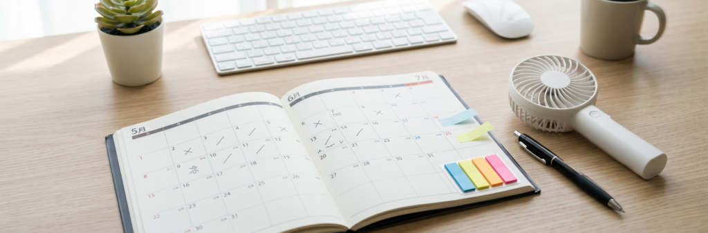 alt="夏の熱中症対策グッズ仕入れスケジュール表　GW明け発注のポイント"